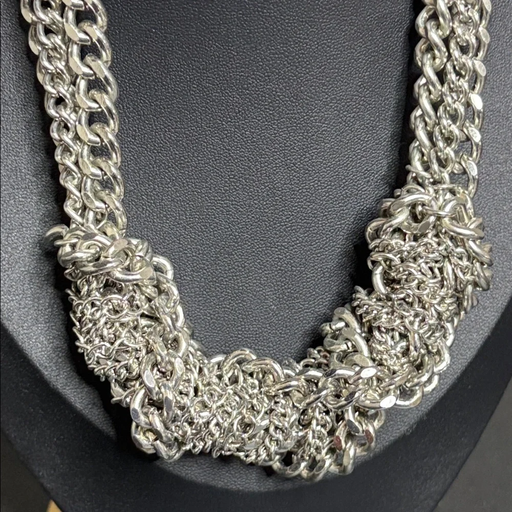 Chunky Twisted Multi Chain Silver Tone Gothic Collar Choker Necklace